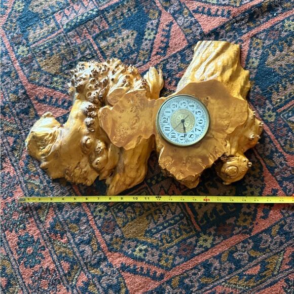 MCM Vintage Burl Wood Wall Clock made in Germany - Picture 2 of 7
